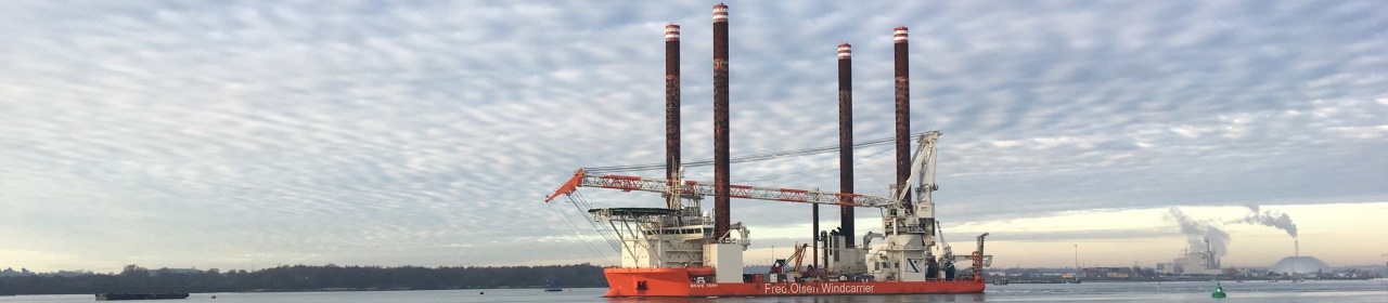 A photo of the Fred. Olsen Windcarrier heavy-lift jack-up vessel