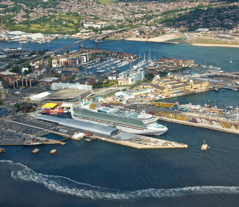Port of Southampton aerial cruise ship