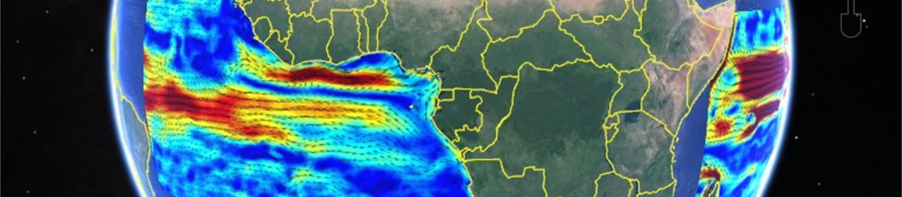 Monthly average residual surface current speed and direction Google Earth