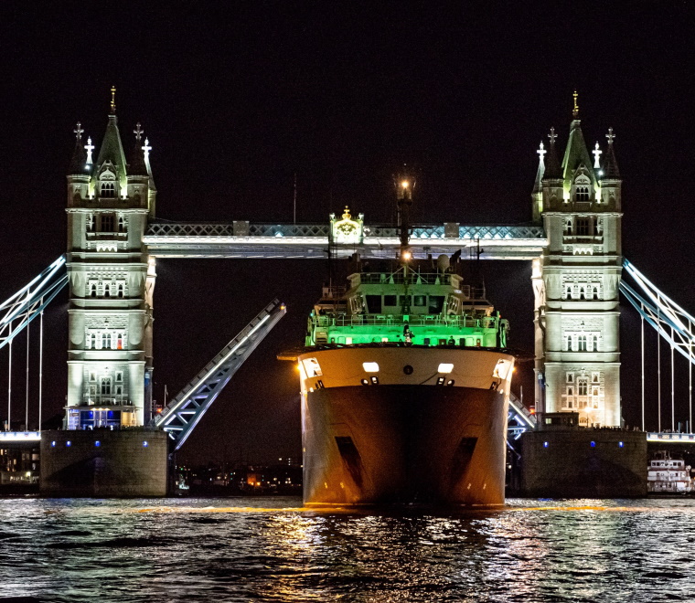 A photo of NLV Pharos in front of Tower Bridge