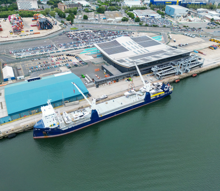 Cargo ship at Port of Southampton